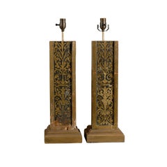 A Pair of Exquisite Italian Antique 19th C. Fragment Table Lamps, Gilded Accents
