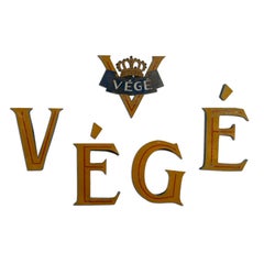 Toleware „Vegetable“ aus Zinn  Signiertes Schild aus Belgien (5 Teile Set)