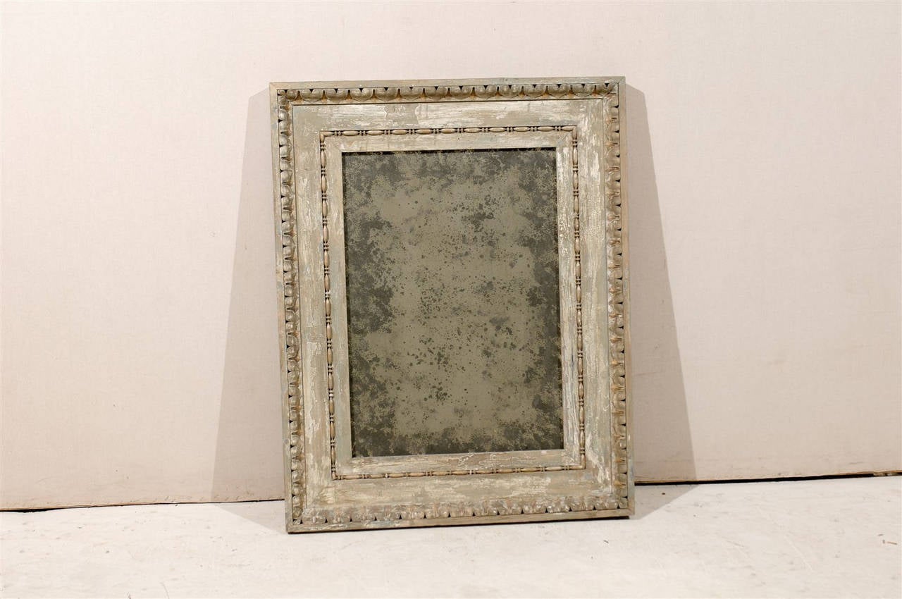 An Italian Early 19th Century Rectangular Painted Wood Mirror In Good Condition In Atlanta, GA