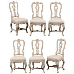 Set of Six Italian Venetian Style Painted Wooden Chairs