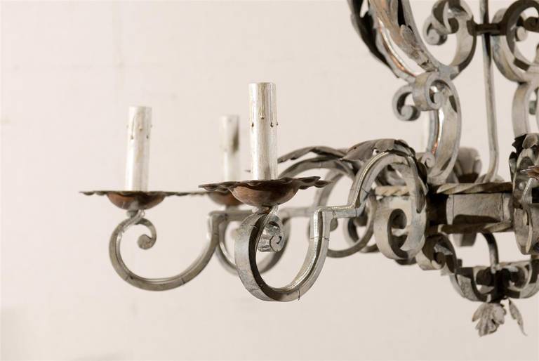 Mid-20th Century French Eight-Light Chandelier