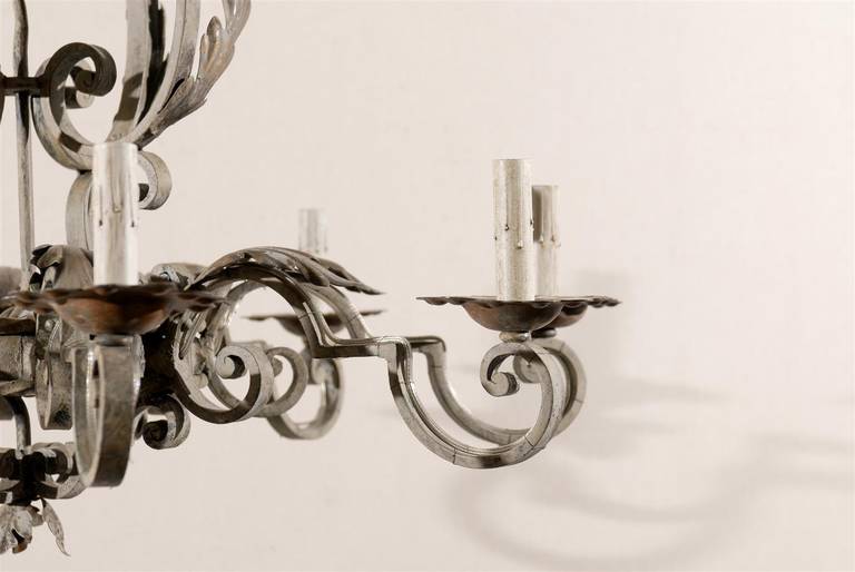 Metal French Eight-Light Chandelier