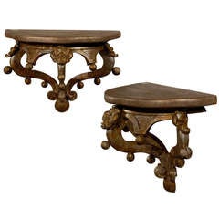 Pair of Italian Early 19th Century Carved Wood Brackets 3