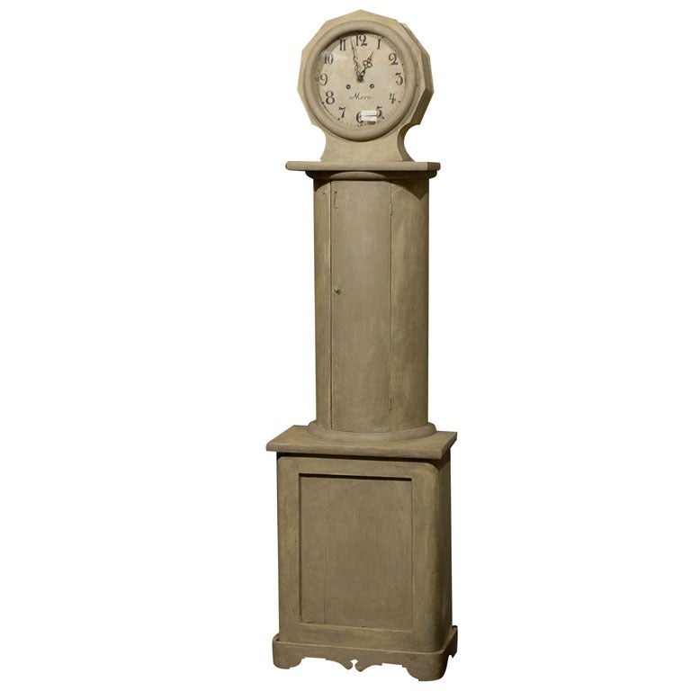 19th Century Swedish Tall Column Shaped Clock For Sale