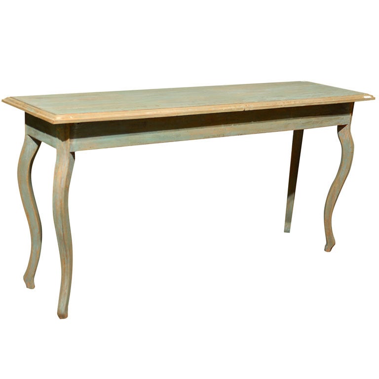 A Painted Wood Sofa Table with Cabriole Legs.