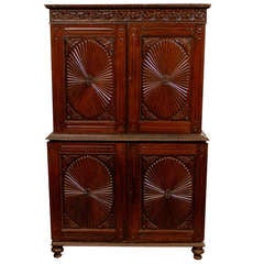 Antique A 19th Century British Colonial Cabinet with Oval Patterns