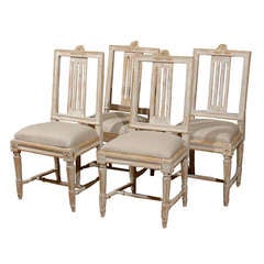 Set of Four Swedish Early 19th Century Period Gustavian Side Chairs