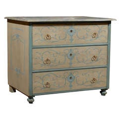 A Turn of the Century Painted Wood EuropeanThree-Drawer Chest