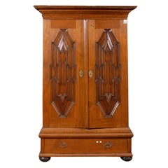 Used 18th Century Swedish Period Baroque Armoire with Lower Single Drawer