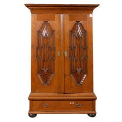 18th Century Swedish Period Baroque Armoire with Lower Single Drawer 3