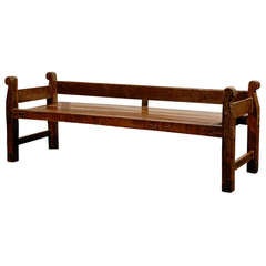 19th Century Hand-Carved Bench Made of Peroba Wood