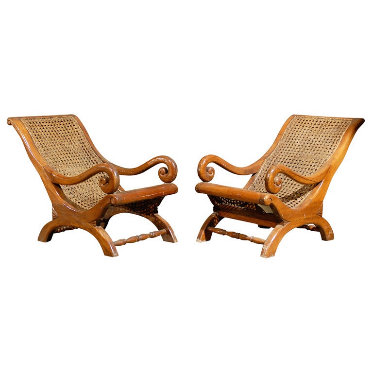 Pair of 19th Century British Colonial Child's Chairs For Sale