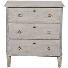 A Swedish Gustavian Style Three-Drawer Painted Wood Chest