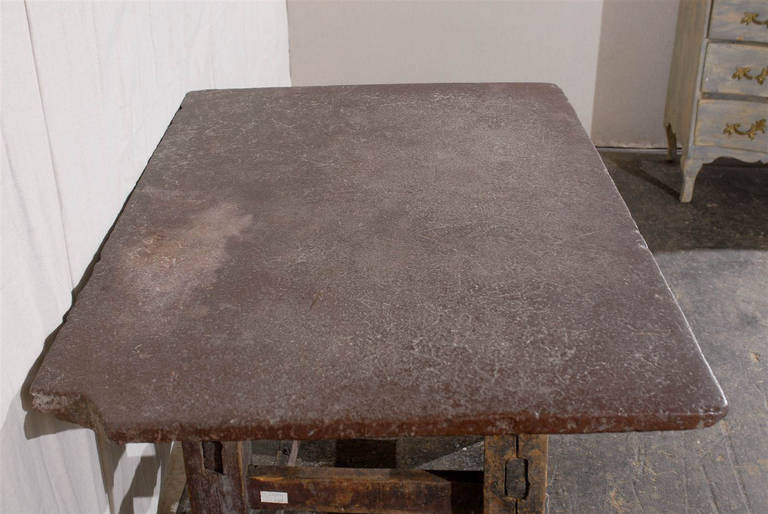 Swedish 17th Century Rustic Side Table with Stone Top 3