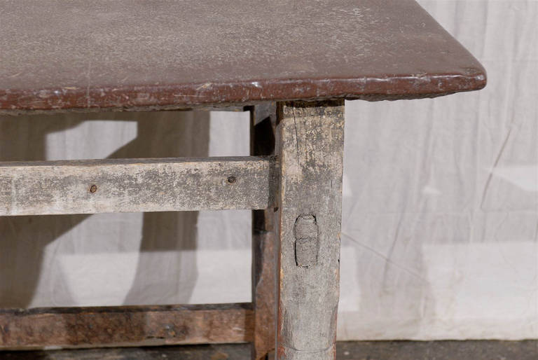 Swedish 17th Century Rustic Side Table with Stone Top 5