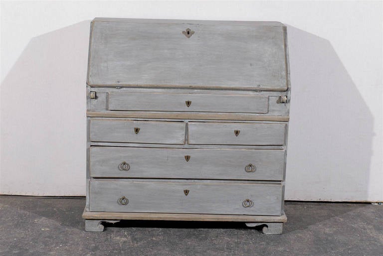 Swedish Early 19th Century Karl Johan Painted Wood Slant-Front Desk