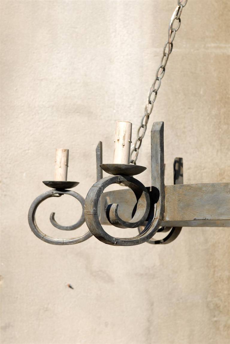 Very Large Size Forged Iron Round Eight-Light Chandelier 2