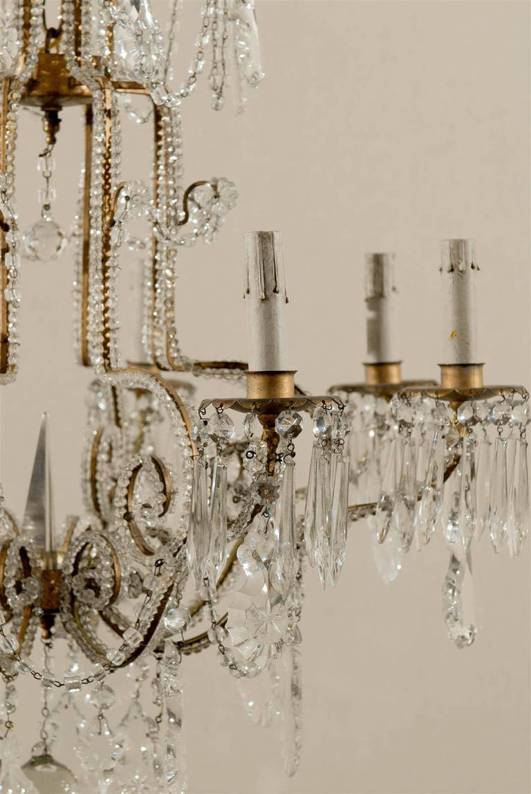 Mid-20th Century An Italian Pair of Eight-Light Crystal Chandeliers, in Nice 26