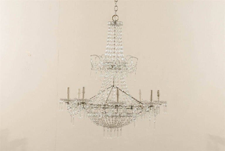 French Crystal Eight-Light Chandelier