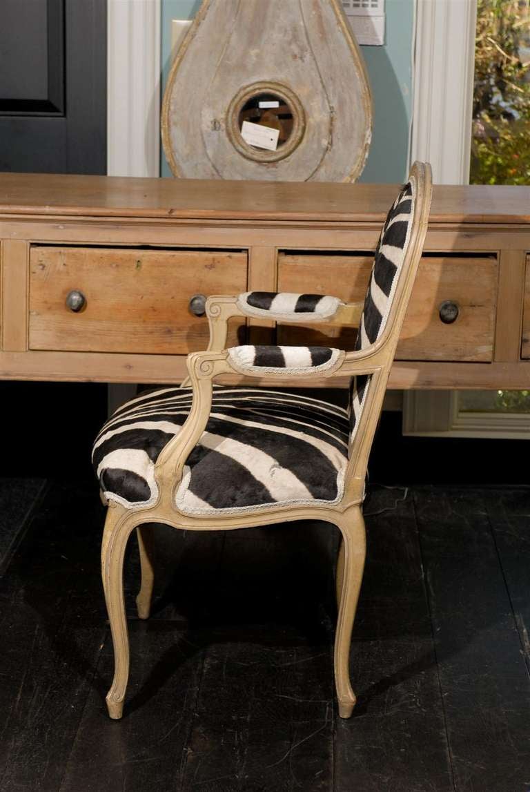 French Louis XV Style Bergère with Zebra Skin Upholstery 1