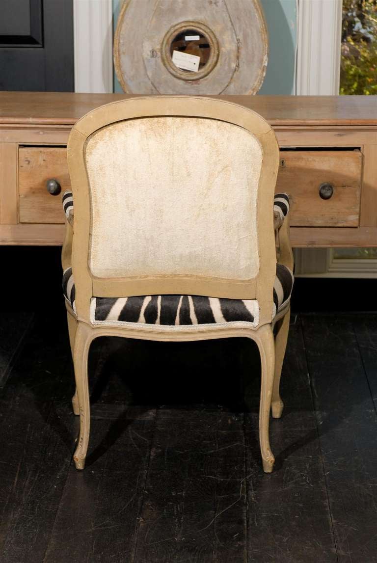 French Louis XV Style Bergère with Zebra Skin Upholstery 2