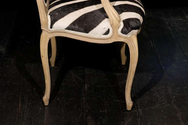 French Louis XV Style Bergère with Zebra Skin Upholstery 3