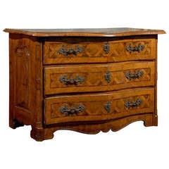 Early 18th Century Italian Period Baroque Three-Drawer Marquetry Chest