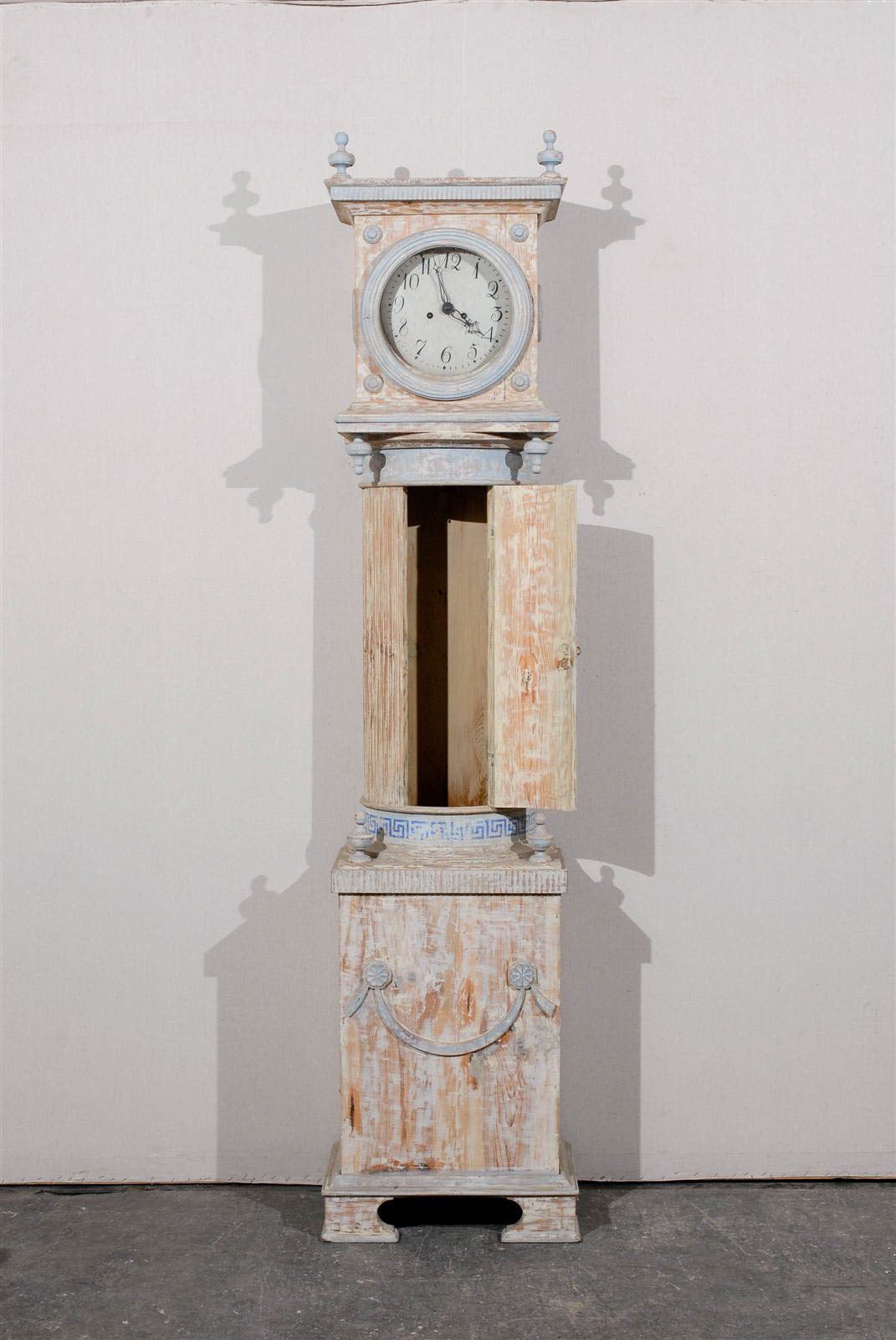 19th Century Swedish Clock with Greek Key Motif and Painted Swag 2