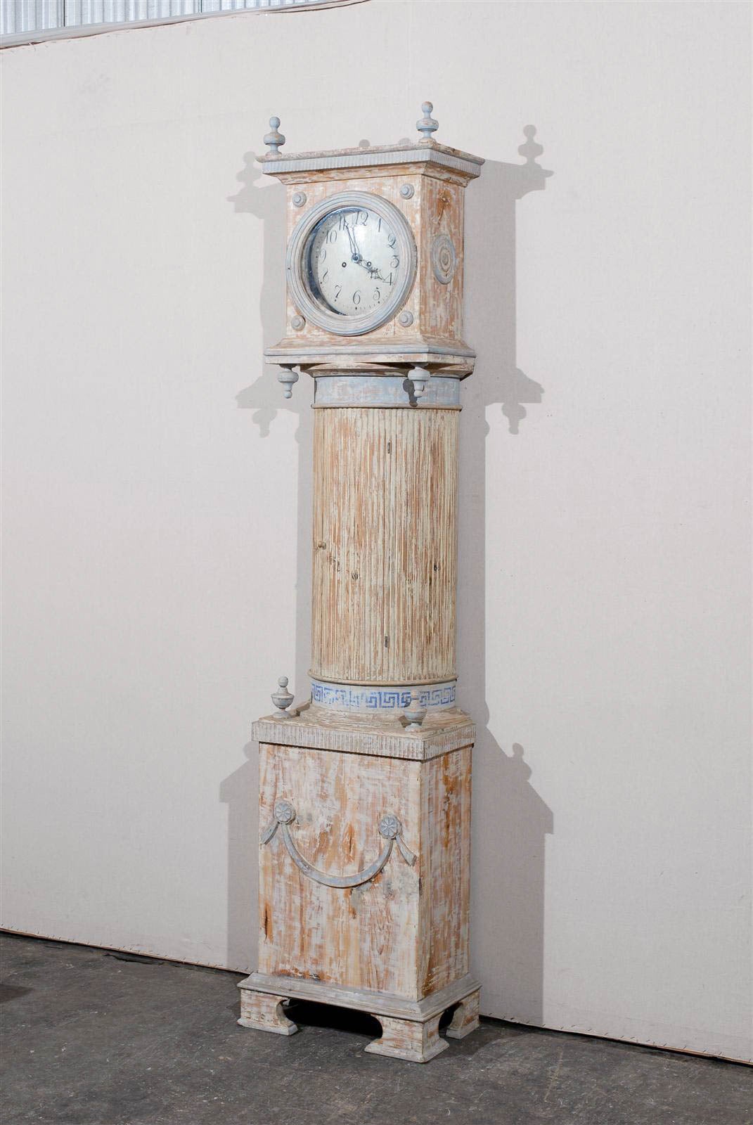 19th Century Swedish Clock with Greek Key Motif and Painted Swag 5