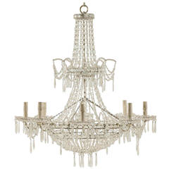 Vintage French Crystal Eight-Light Chandelier