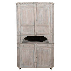 Painted Wood Swedish Early 19th Century Period Gustavian Corner Cabinet 9
