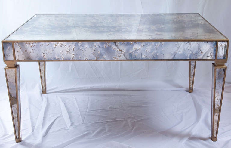 Italian Gold-Veined Mirrored Dining Table