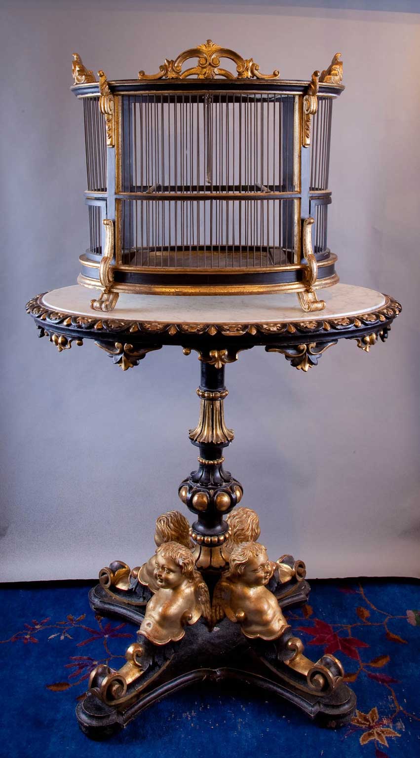 19th Century Italian Oval Carved Gilt Wood Birdcage For Sale