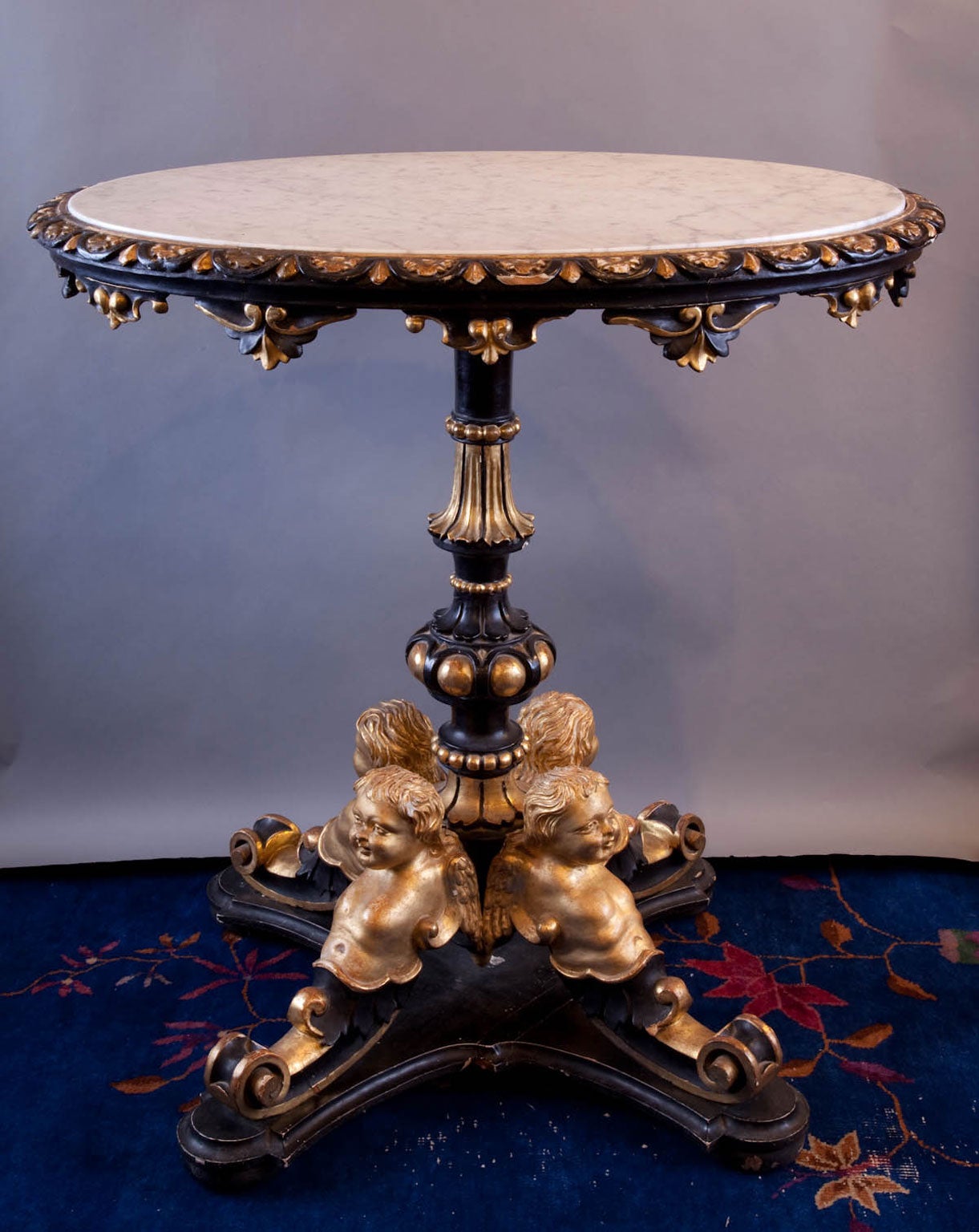 18th Century Italian Carved Gilt Wood Pedestal Table For Sale