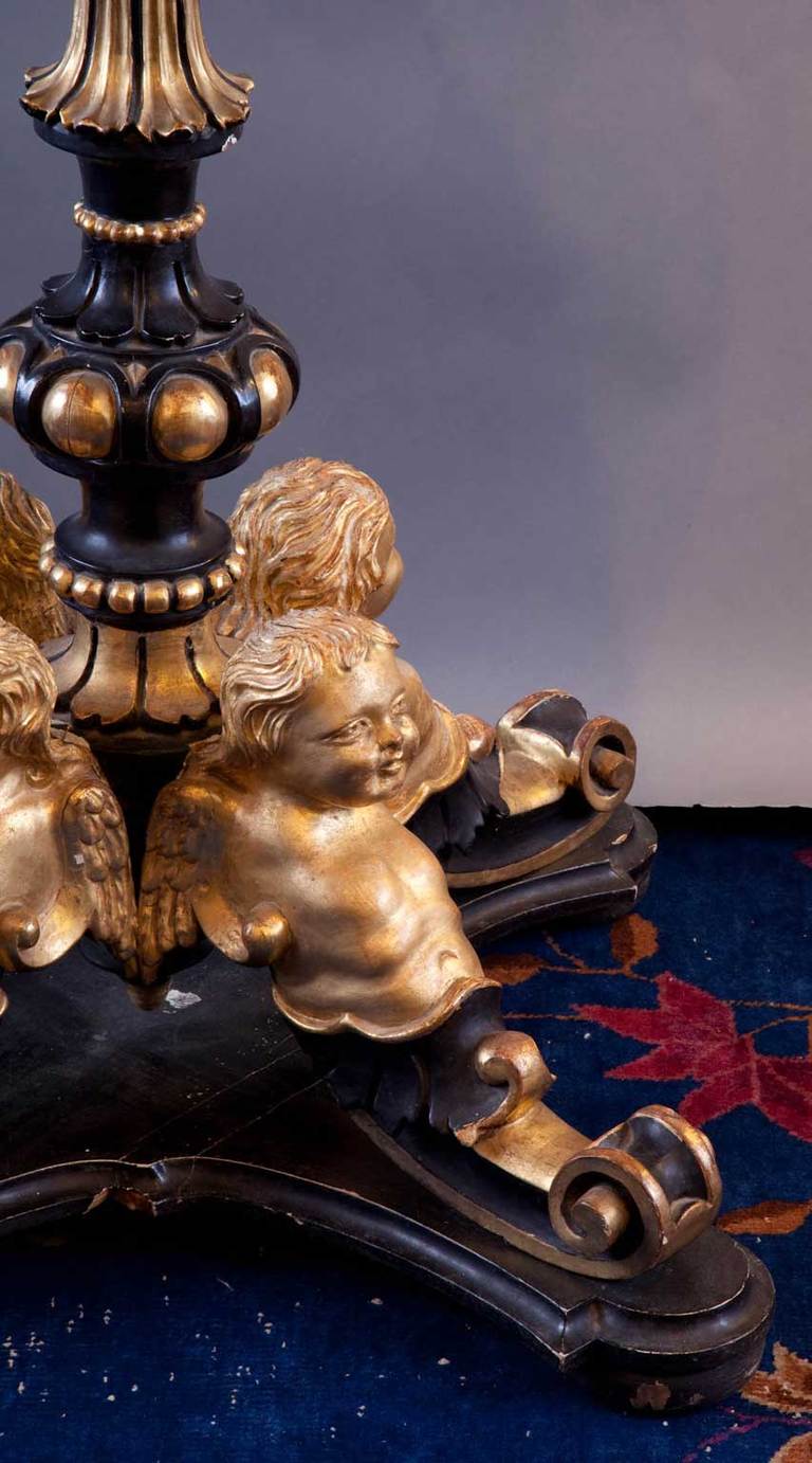 18th Century and Earlier 18th Century Italian Carved Gilt Wood Pedestal Table For Sale