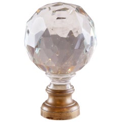 19th C. Crystal and Bronze Newell Post