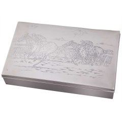 Sterling Silver Dresser Box with Etched Horses by Udall & Ballou
