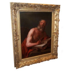 Antique Sensational Oil on Canvas Painting of St. Jerome