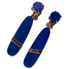 Vintage Lapis Lazuli and 18kt Gold Earrings