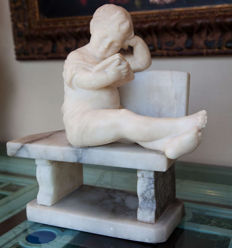 Continental Pair of Marble Sculptured Bookends In Excellent Condition For Sale In Rancho Santa Fe, CA