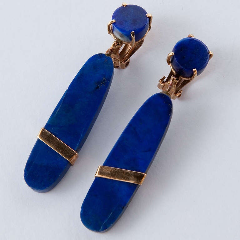 Vintage Lapis Lazuli and 18kt Gold Earrings