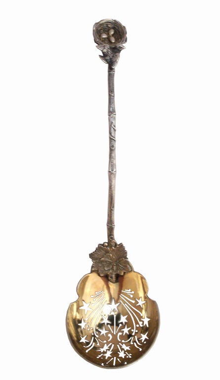 Bird's Nest Pierced and Gilded Ladle by Gorham For Sale