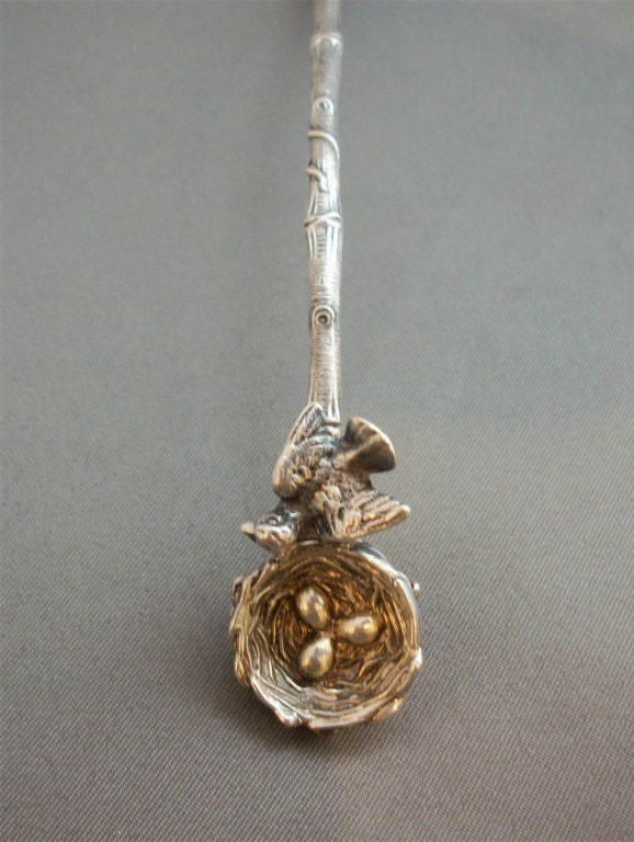 Unknown Bird's Nest Pierced and Gilded Ladle by Gorham For Sale