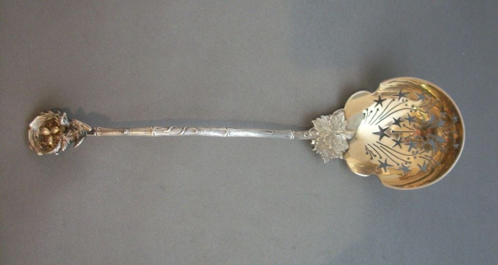 Bird's Nest Pierced and Gilded Ladle by Gorham In Excellent Condition For Sale In Rancho Santa Fe, CA