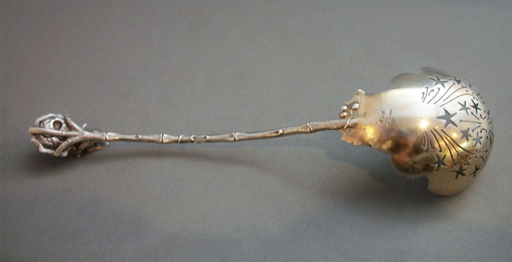 19th Century Bird's Nest Pierced and Gilded Ladle by Gorham For Sale
