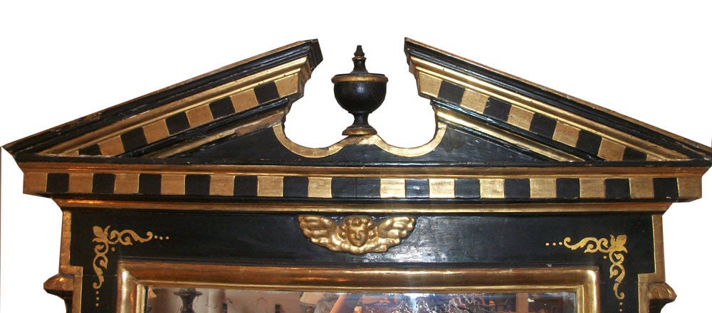 Italian Neo Classical Black and Parcel-Gilt Mirror