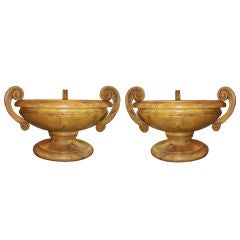Pair of Large Faux Marble Pedestal Tazzas