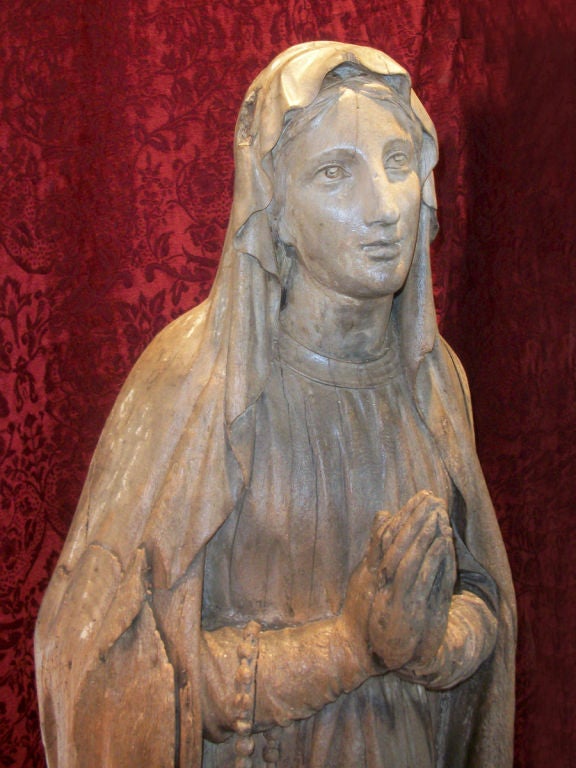 19th Century Life Size Carved Scultpure Our Lady of Lourdes