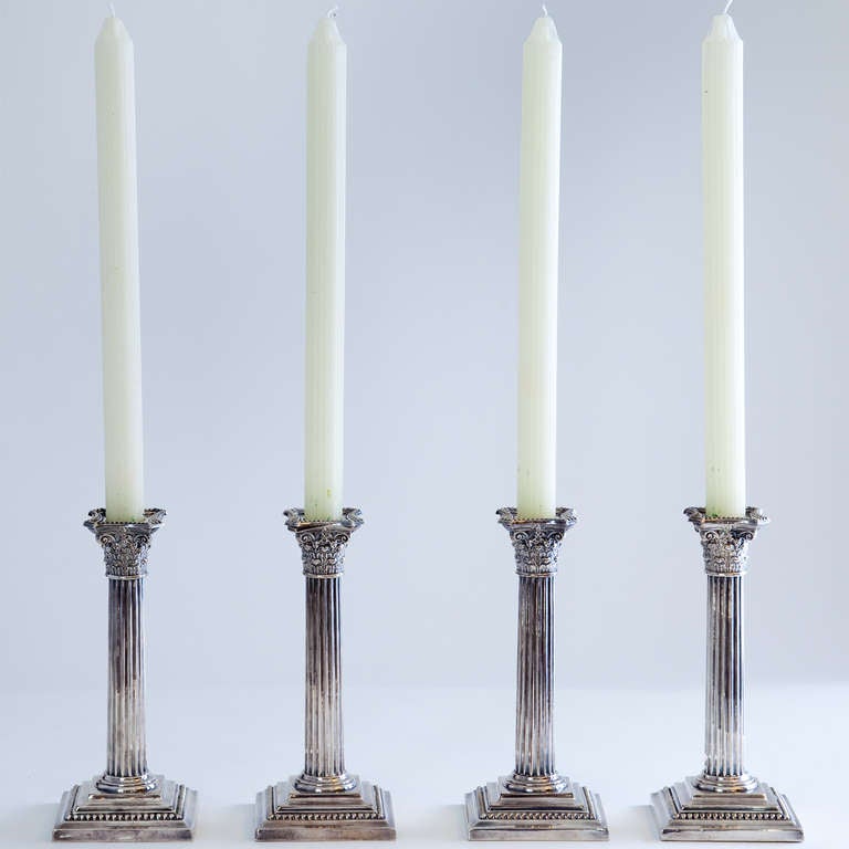 Set of Four Gorham Corinthian Column Candlesticks