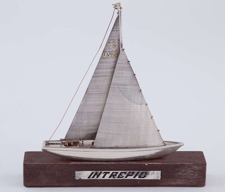 Sterling and Gold Plate Model Ship